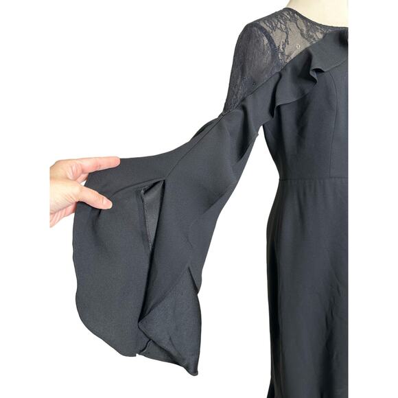 BCBGMAXAZRIA black open back lace detail ruffled party dress size 4 - Picture 5 of 16